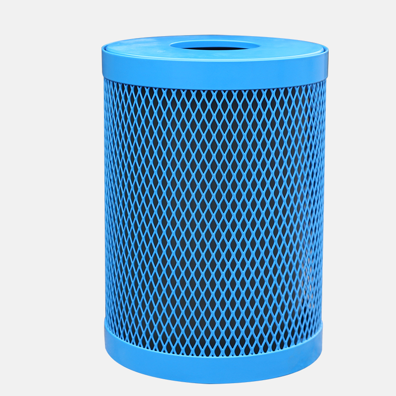 32-Gallon Outdoor Trash Can - Heavy-Duty Steel Public Waste Bin