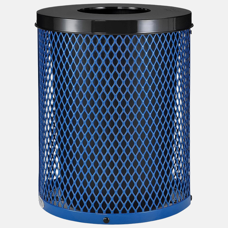 Diamond Mesh Trash Can - 32-Gallon Steel , Anti-Vandal