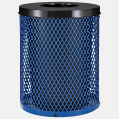 Diamond Mesh Trash Can - 32-Gallon Steel , Anti-Vandal
