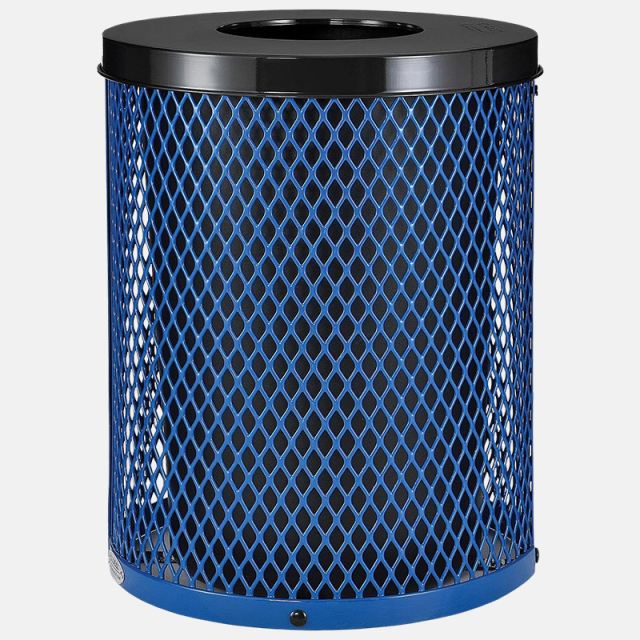 Diamond Mesh Trash Can - 32-Gallon Steel , Anti-Vandal