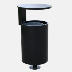 Powder-Coated Circular Metal Trash Can-Galvanized Steel Waste Bin