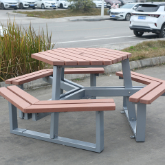 Hexagonal Outdoor Picnic Table with Recycled Plastic Slats Arlau