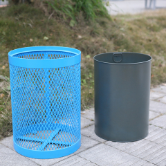 32-Gallon Outdoor Trash Can - Heavy-Duty Steel Public Waste Bin