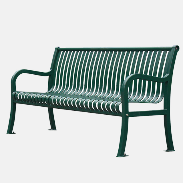 6ft Durable Commercial Park Bench - Heavy-Duty Steel with Backrest