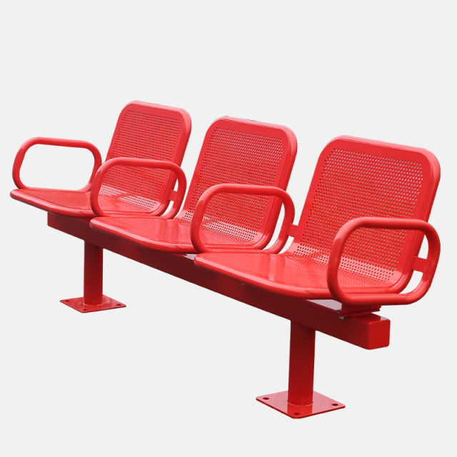 Red Garden Bench - Anti-Corrosion Galvanized Steel Seating