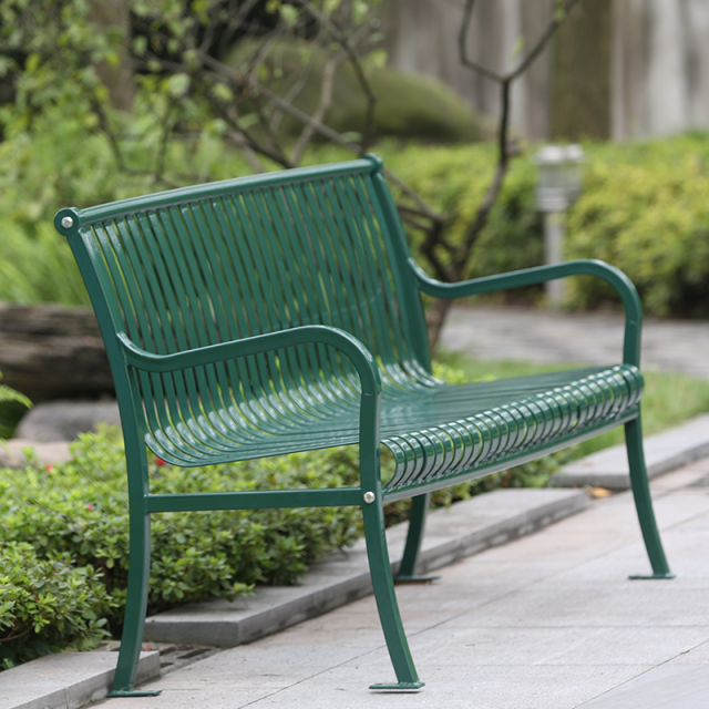 6ft Durable Commercial Park Bench - Heavy-Duty Steel with Backrest