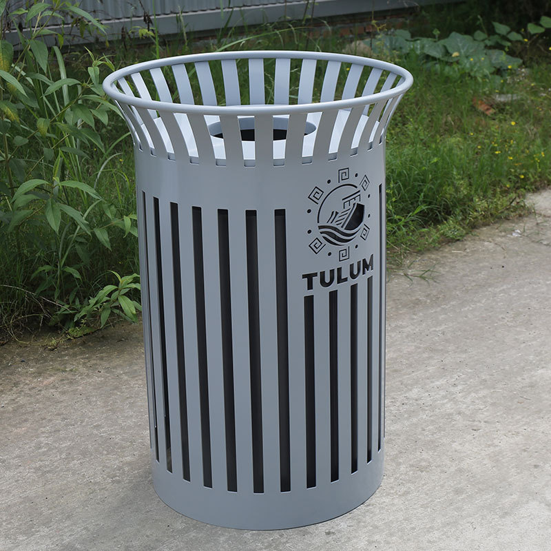 Heavy-Duty Outdoor Trash Can - 36-Gallon Steel Litter Bin