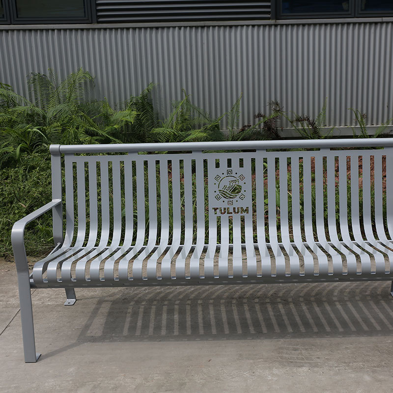 Park Bench - 6ft Grey Outdoor Steel with Backrest