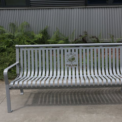 Park Bench - 6ft Grey Outdoor Steel with Backrest