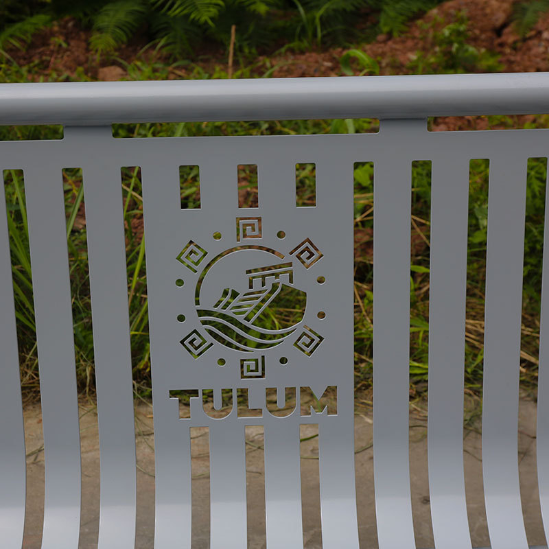 Park Bench - 6ft Grey Outdoor Steel with Backrest