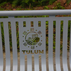 Park Bench - 6ft Grey Outdoor Steel with Backrest