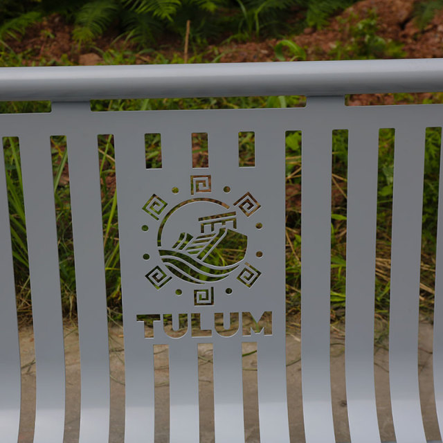 Park Bench - 6ft Grey Outdoor Steel with Backrest