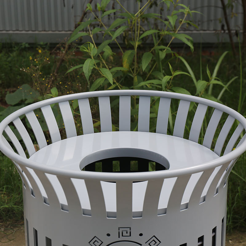 Heavy-Duty Outdoor Trash Can - 36-Gallon Steel Litter Bin