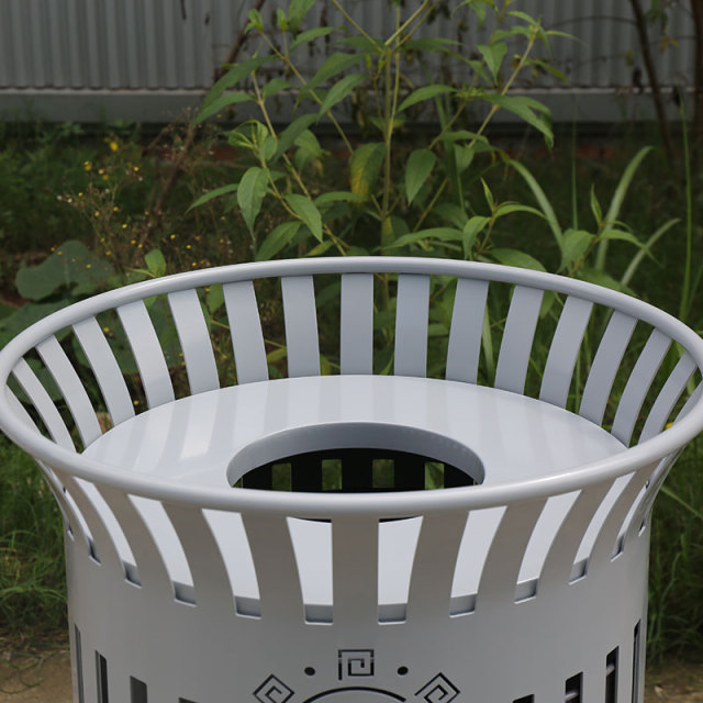 Heavy-Duty Outdoor Trash Can - 36-Gallon Steel Litter Bin