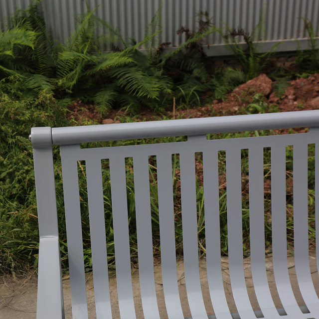 Park Bench - 6ft Grey Outdoor Steel with Backrest