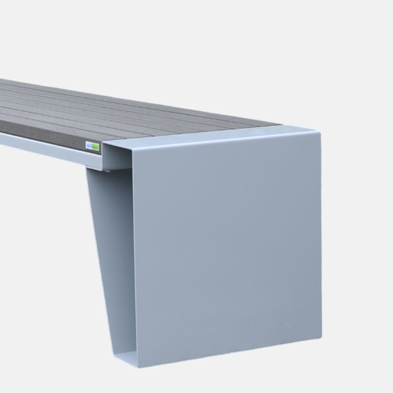 Modern Park Bench Galvanized Steel Frame Plastic Wood Slats