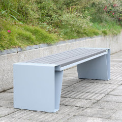 Modern Park Bench Galvanized Steel Frame Plastic Wood Slats