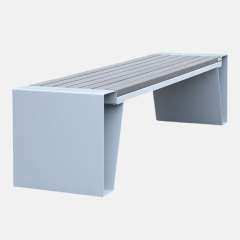 Modern Park Bench Galvanized Steel Frame Plastic Wood Slats