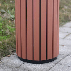 90L Vintage Outdoor Trash Can - Rustic Composite Wood , Steel Bin