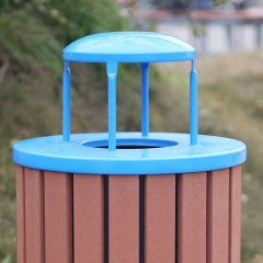 90L Vintage Outdoor Trash Can - Rustic Composite Wood , Steel Bin