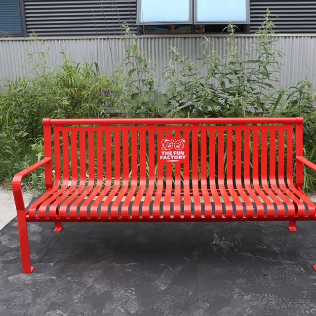 Steel Park Bench - 6ft Outdoor Bench with Backrest