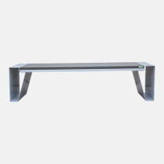 Modern Park Bench Galvanized Steel Frame Plastic Wood Slats