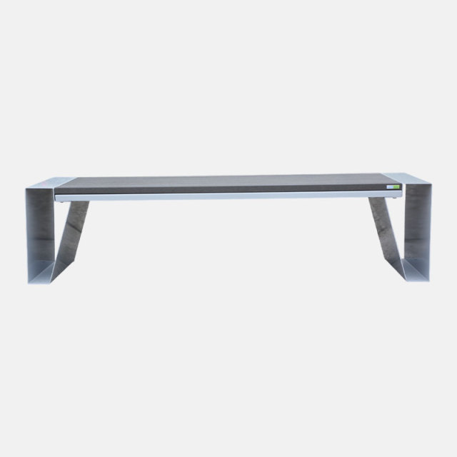 Modern Park Bench Galvanized Steel Frame Plastic Wood Slats