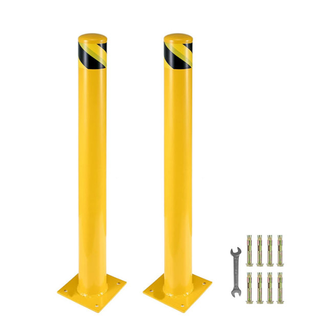 Yellow Reflective Safety Bollard - High-Visibility Anti-Collision Post