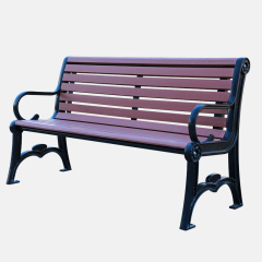 Decorative Park Bench Cast Iron Frame Plastic Wood Seat Classic