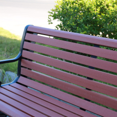 Decorative Park Bench Cast Iron Frame Plastic Wood Seat Classic