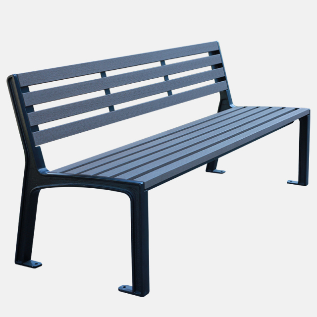 Low-Maintenance Park Bench - Plastic Wood Composite and Metal - Arlau