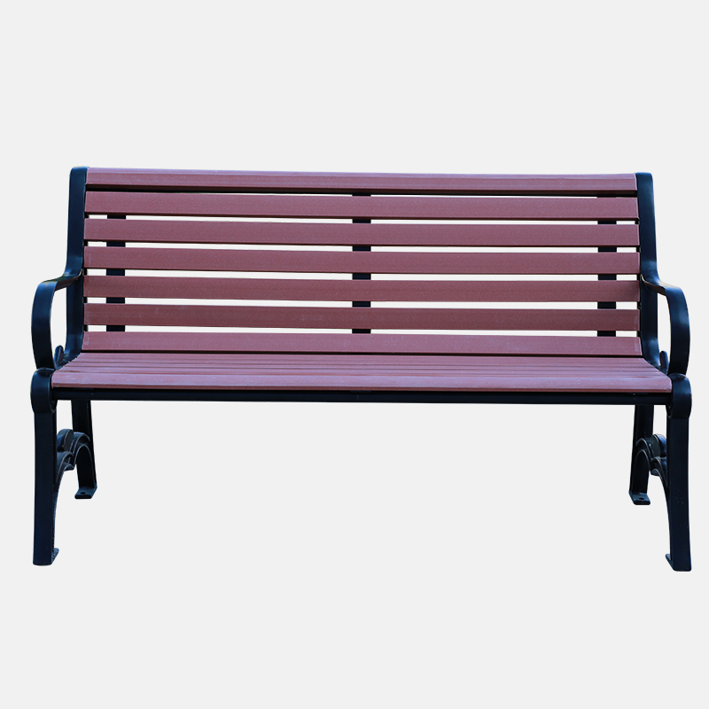 Decorative Park Bench Cast Iron Frame Plastic Wood Seat Classic