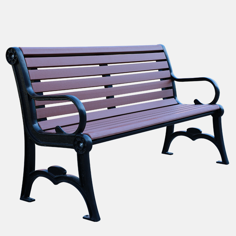 Decorative Park Bench Cast Iron Frame Plastic Wood Seat Classic