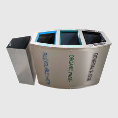 3 Section Trash Can - Stainless Steel Recycling Bin - yalau