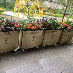 Outdoor Metal Planter with Wheels Fingerprint-Free Stainless Steel