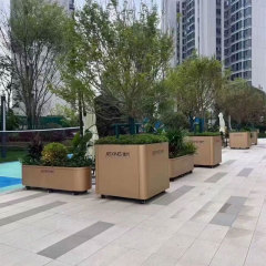 Gold Stainless Steel Planter with Wheels Luxury Outdoor Arlau