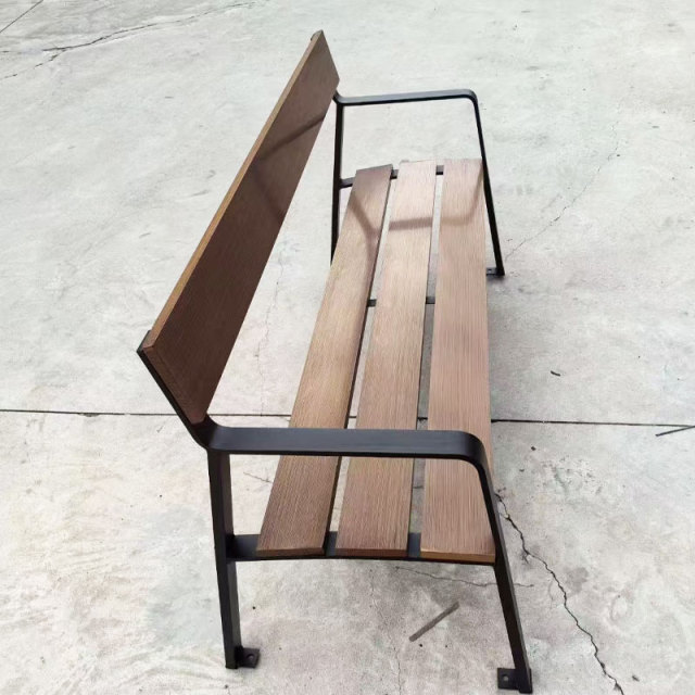 Stainless Steel Public Bench - 304/316 Frame  Composite Wood - Arlau