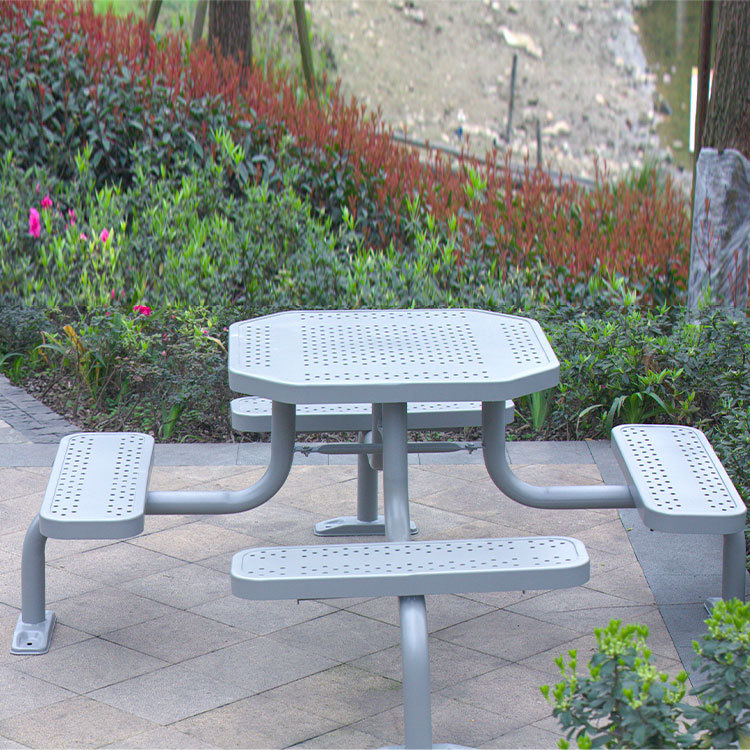 Octagonal Picnic Table - 4-Sided Outdoor Dining Set with Benches