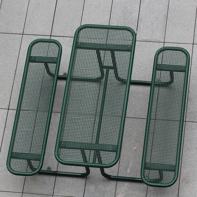 TB18 Green 6-Person Outdoor Picnic Table - Hot-Dip Steel