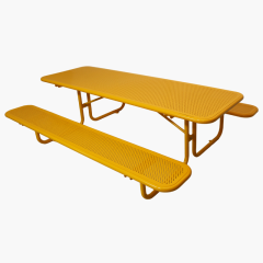 Perforated Steel Top Picnic Table - Yellow Outdoor Dining Set