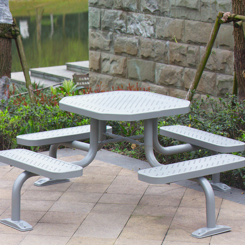 Octagonal Picnic Table - 4-Sided Outdoor Dining Set with Benches