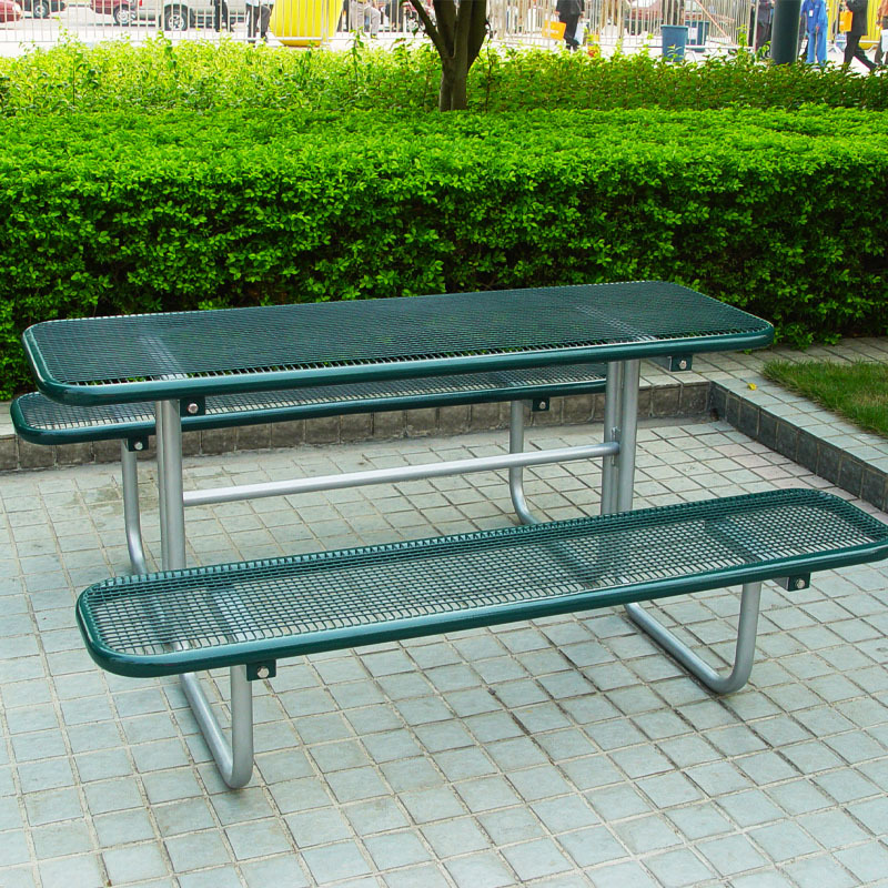 TB18 Green 6-Person Outdoor Picnic Table - Hot-Dip Steel
