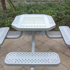 Octagonal Picnic Table - 4-Sided Outdoor Dining Set with Benches