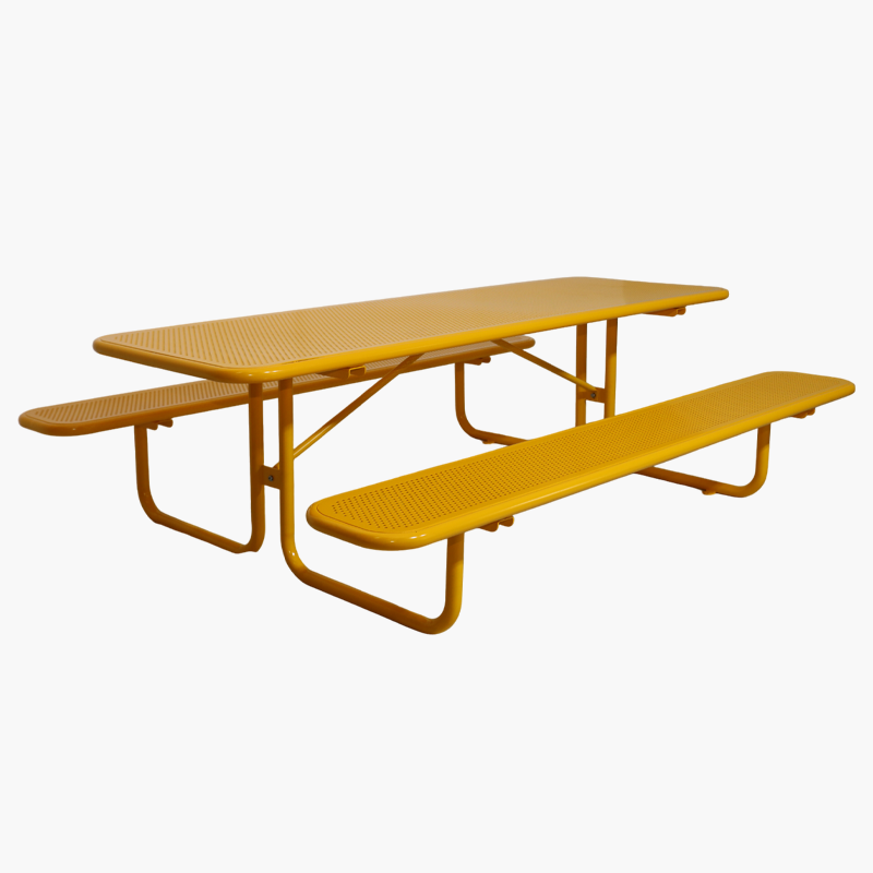 Perforated Steel Top Picnic Table - Yellow Outdoor Dining Set