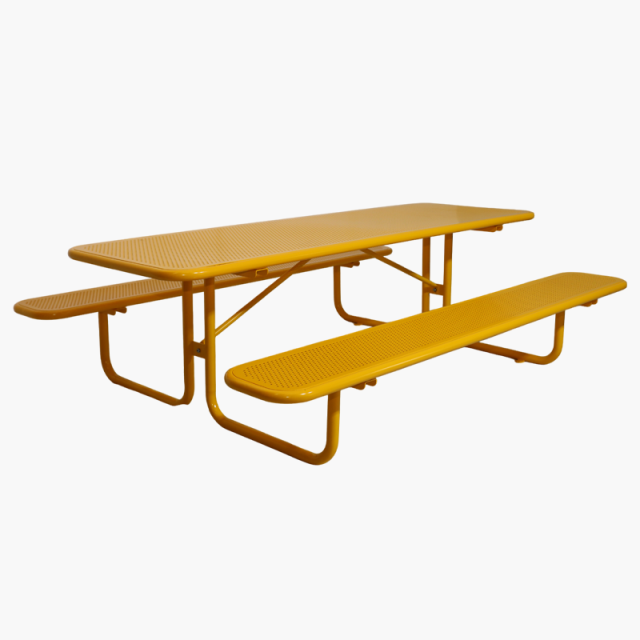 Perforated Steel Top Picnic Table - Yellow Outdoor Dining Set