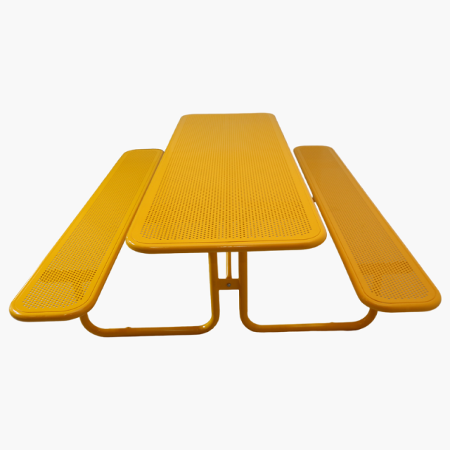 Perforated Steel Top Picnic Table - Yellow Outdoor Dining Set