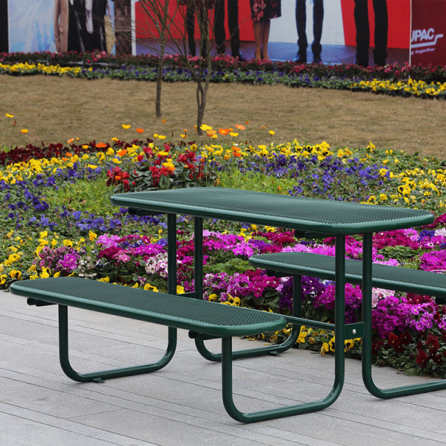 TB18 Green 6-Person Outdoor Picnic Table - Hot-Dip Steel