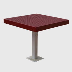 Yalau Outdoor Dining Set - Square Table with 4 Red Stools