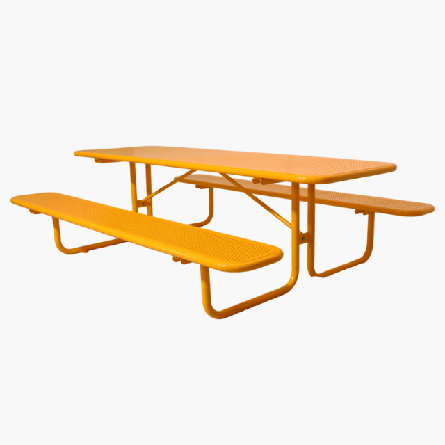 Perforated Steel Top Picnic Table - Yellow Outdoor Dining Set