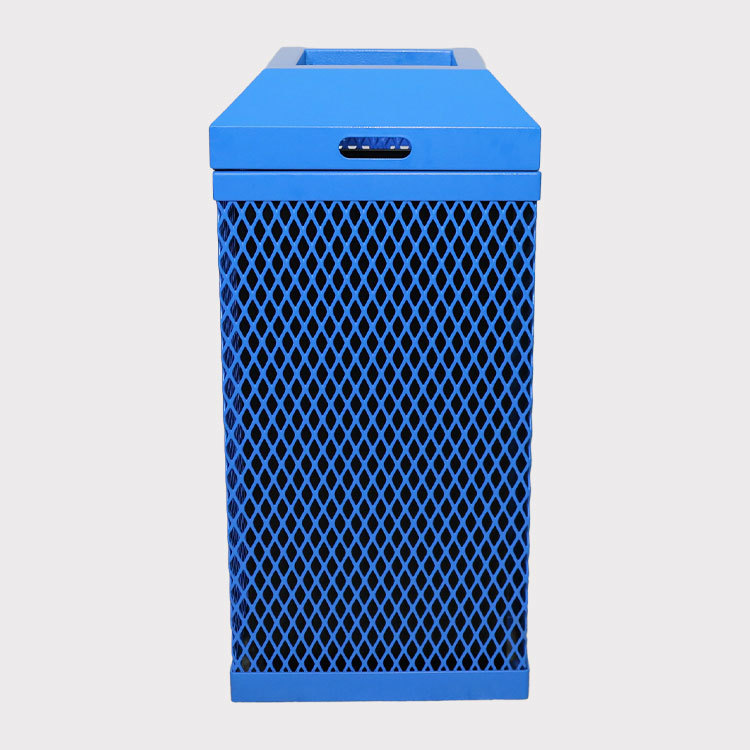 Blue Thermoplastic Coated Expanded Steel Trash Can - yalau ﻿